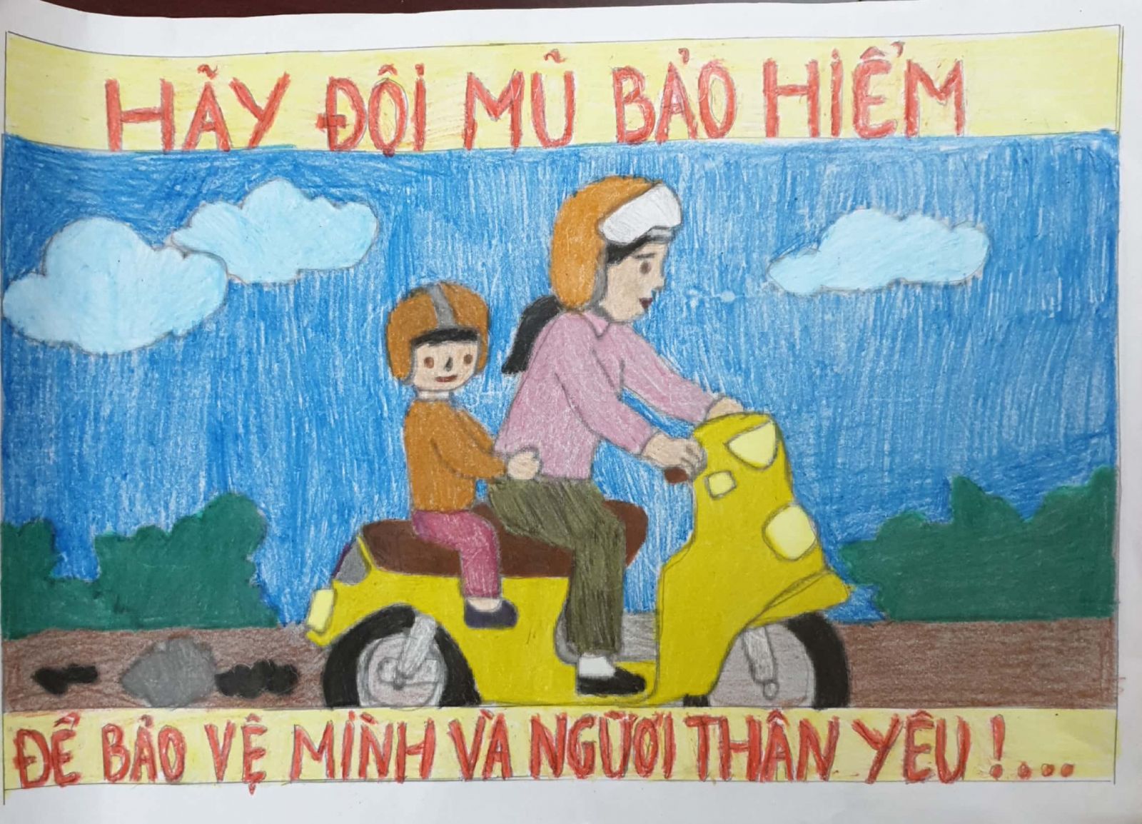 Bức tranh về đội mũ bảo hiểm đẹp nhất