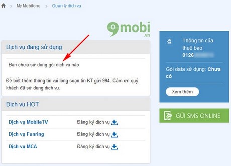 Cách kiểm tra gói cước Mobifone hiện đang sử dụng.