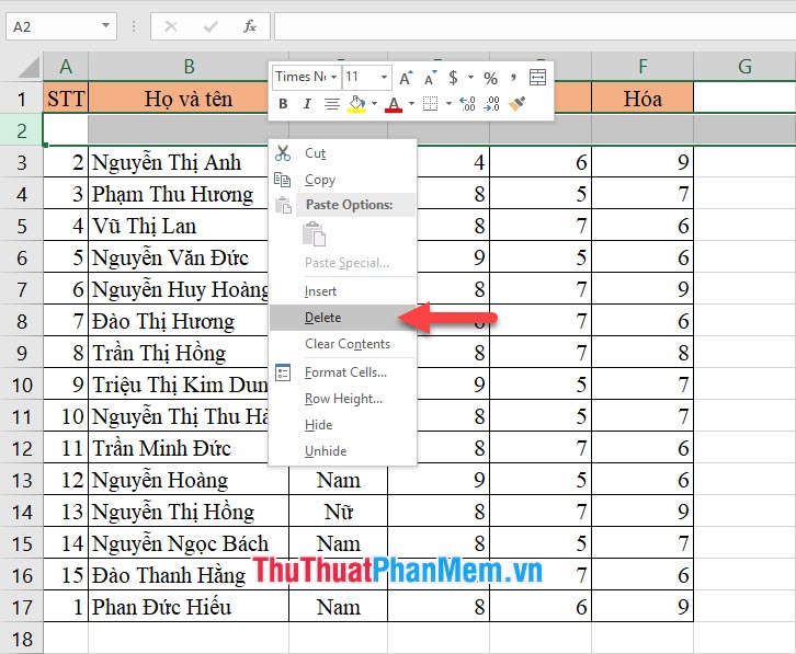 Bí quyết di chuyển cột và hàng trong Excel