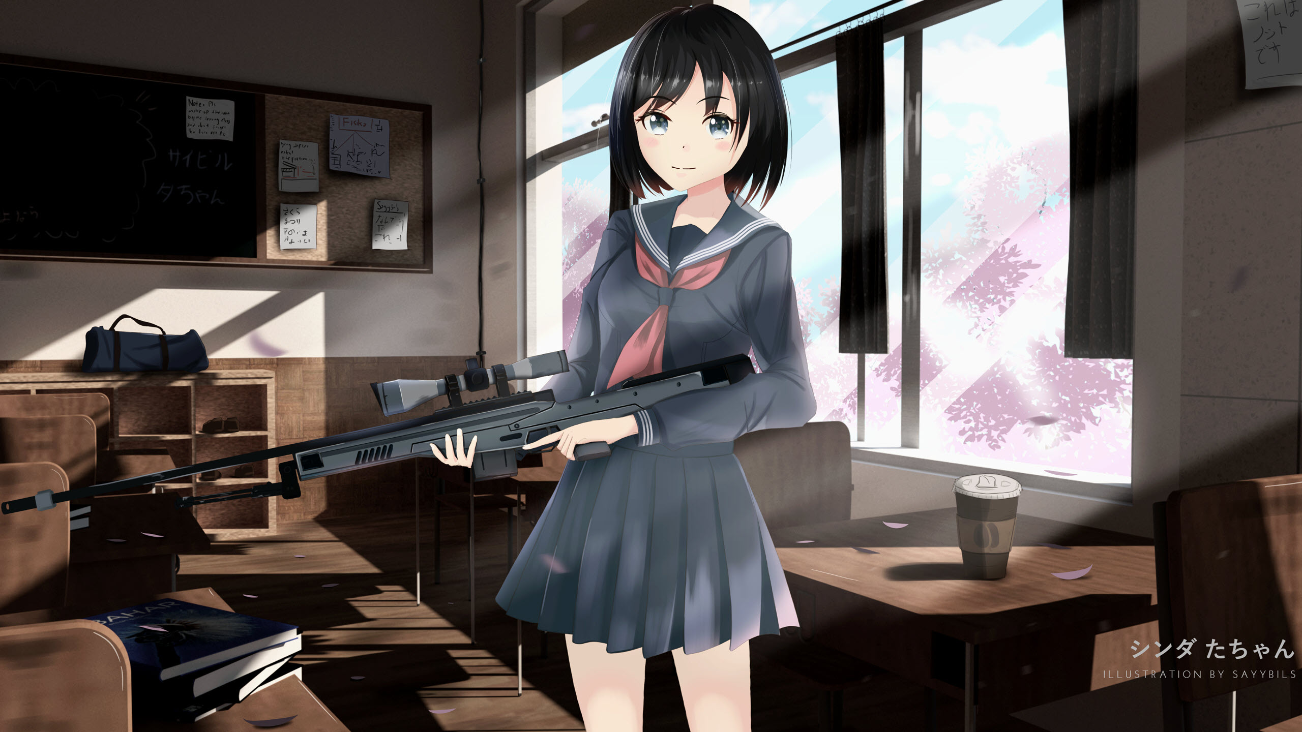Ảnh Anime nữ cầm súng ngầu đẹp