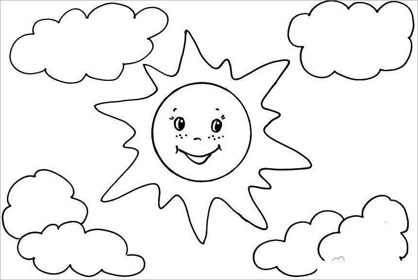 100+ Tranh tô màu ông mặt trời và đám mây cho bé tập tô