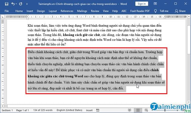 Cách Điều chỉnh Khoảng cách giữa các chữ trong Word theo Tiêu chuẩn