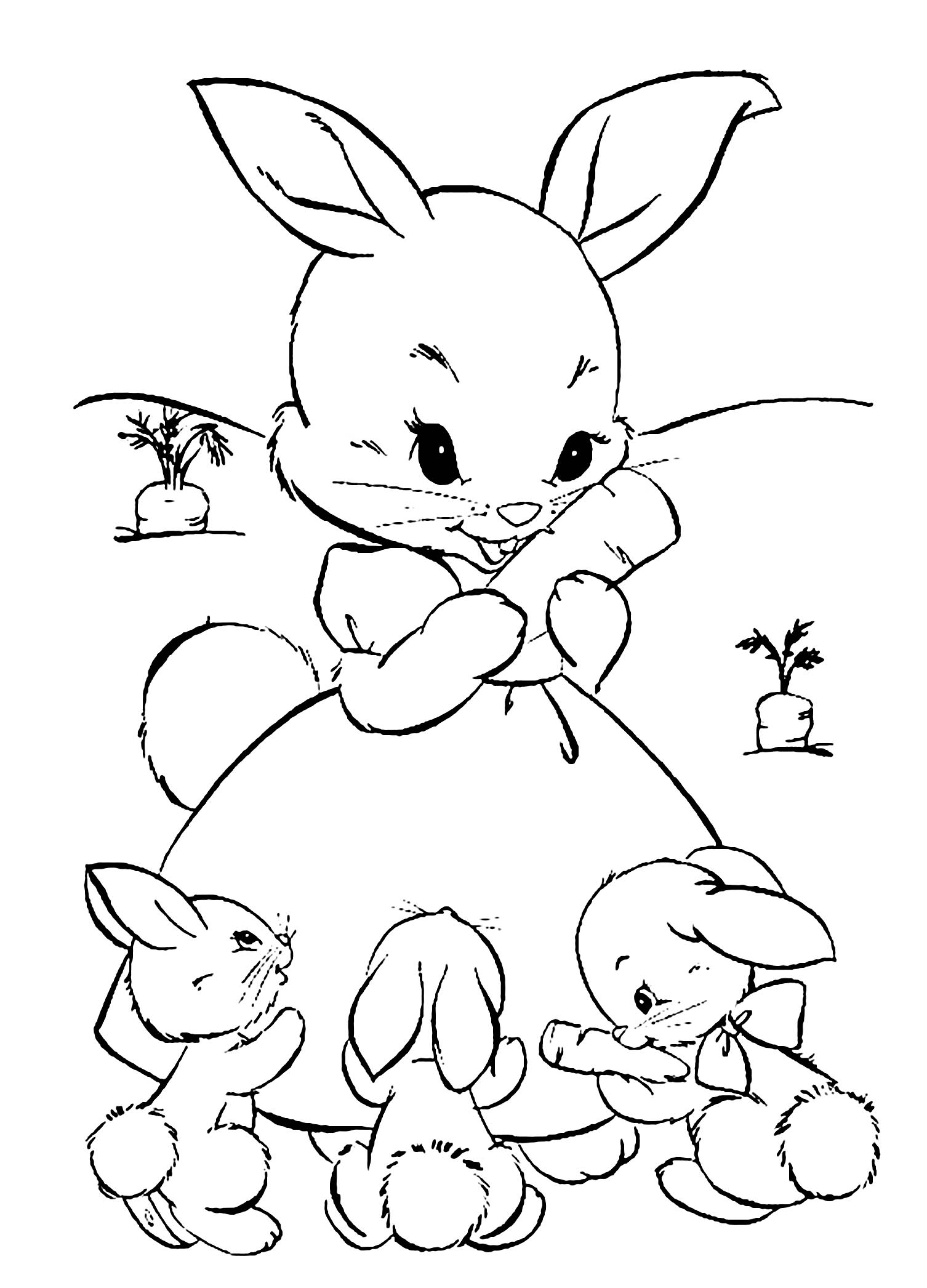 Bức tranh tô màu thỏ dành cho bé