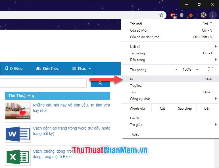 Hướng dẫn in trang web ra giấy