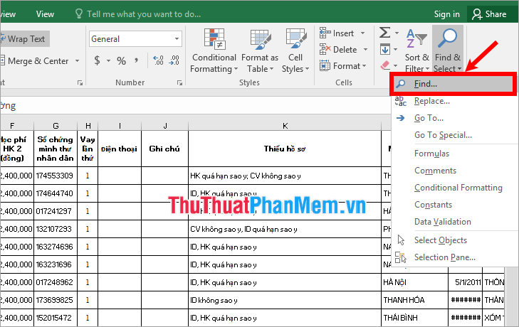 Bí quyết Tìm Tên trong Excel