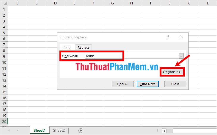 Bí quyết Tìm Tên trong Excel