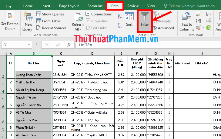 Bí quyết Tìm Tên trong Excel