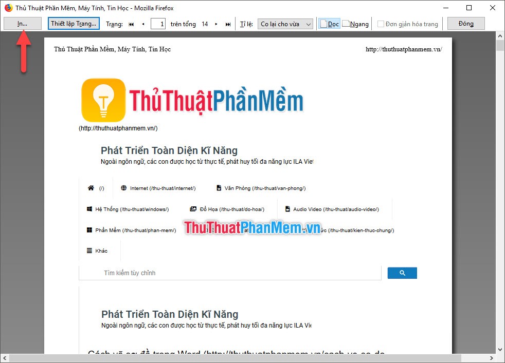 Hướng dẫn in trang web ra giấy