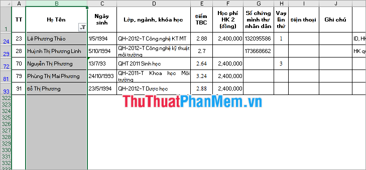 Bí quyết Tìm Tên trong Excel