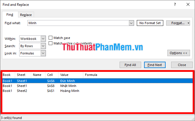 Bí quyết Tìm Tên trong Excel