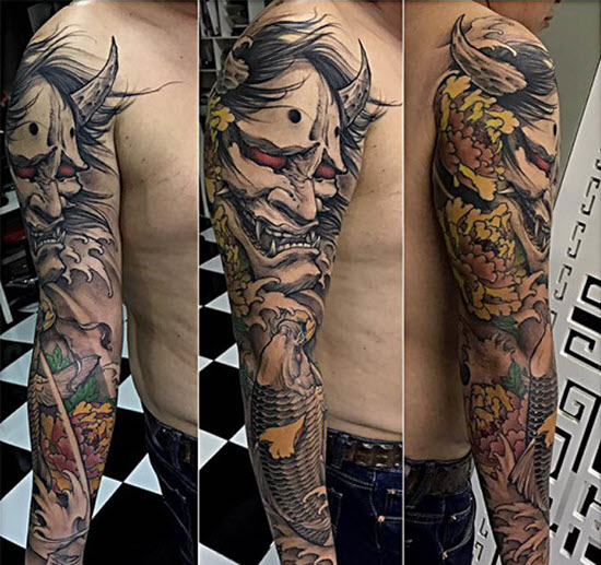 Xăm hình mặt quỷ ở chân | Japan tattoo, Hình xăm mặt, Xăm