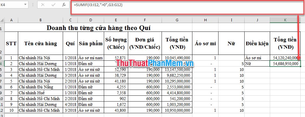 Hướng dẫn tính tổng mã giống nhau trong Excel