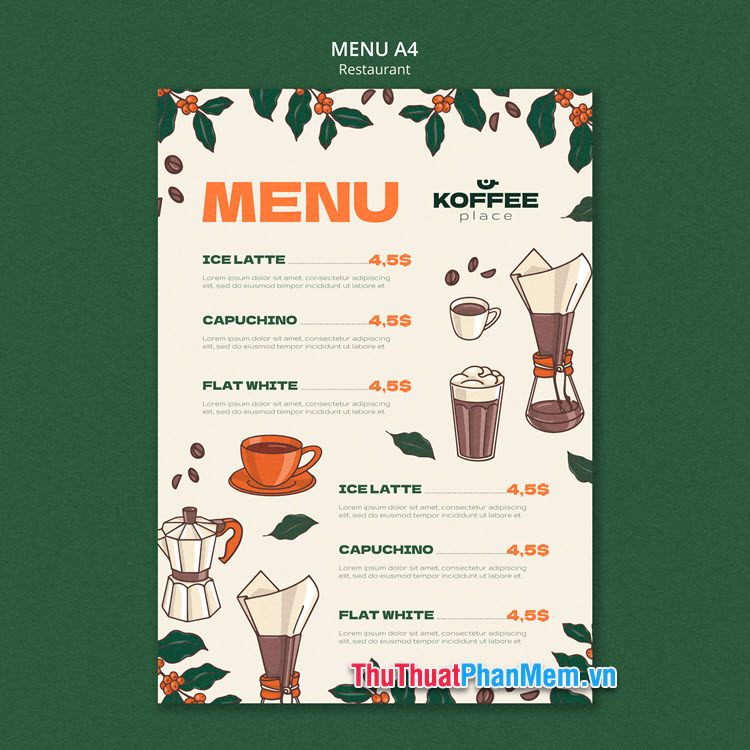 Danh sách mẫu menu trà sữa (File Vector & PSD)