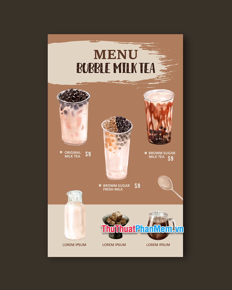 Danh sách mẫu menu trà sữa (File Vector & PSD)