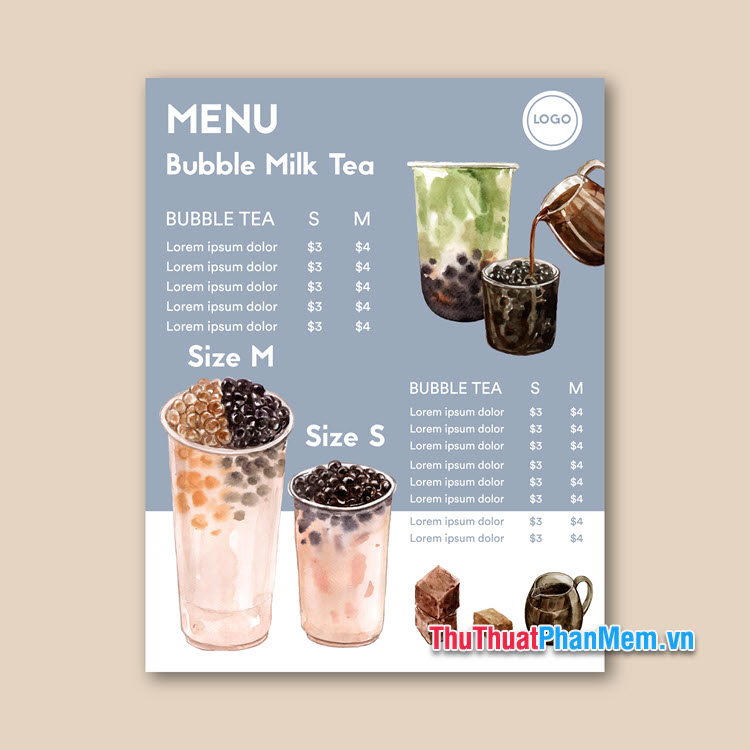 Danh sách mẫu menu trà sữa (File Vector & PSD)