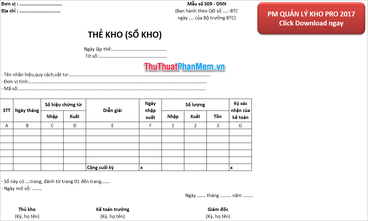 Biểu mẫu sổ kho, thẻ kho tiện lợi nhất năm 2024