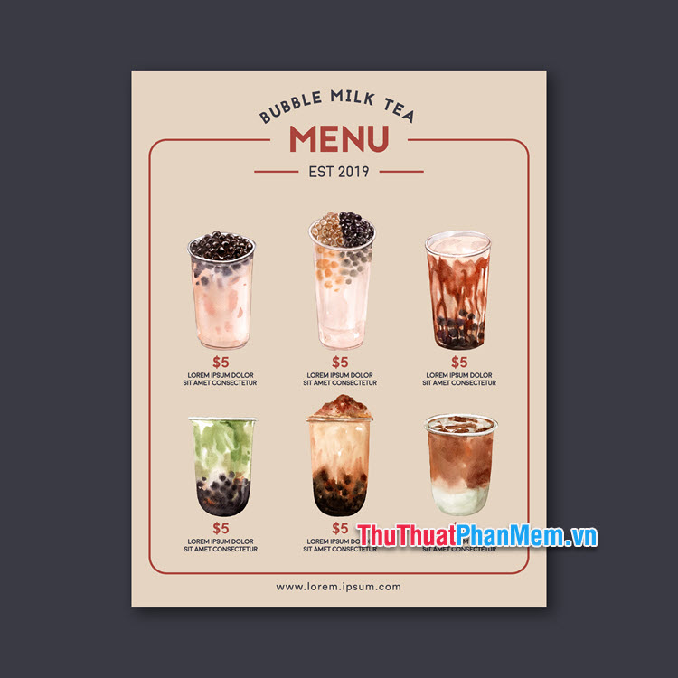 Danh sách mẫu menu trà sữa (File Vector & PSD)