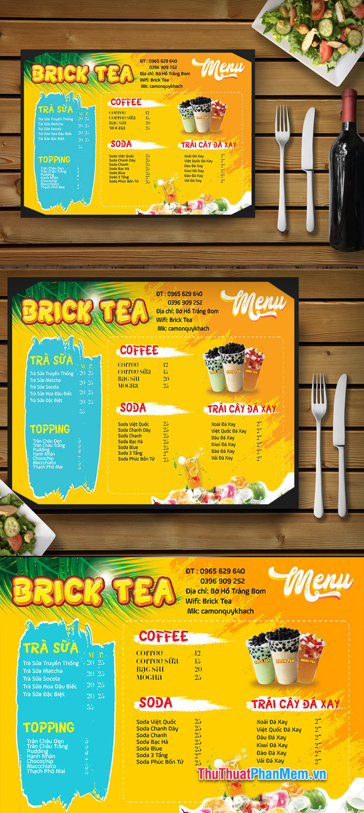 Danh sách mẫu menu trà sữa (File Vector & PSD)