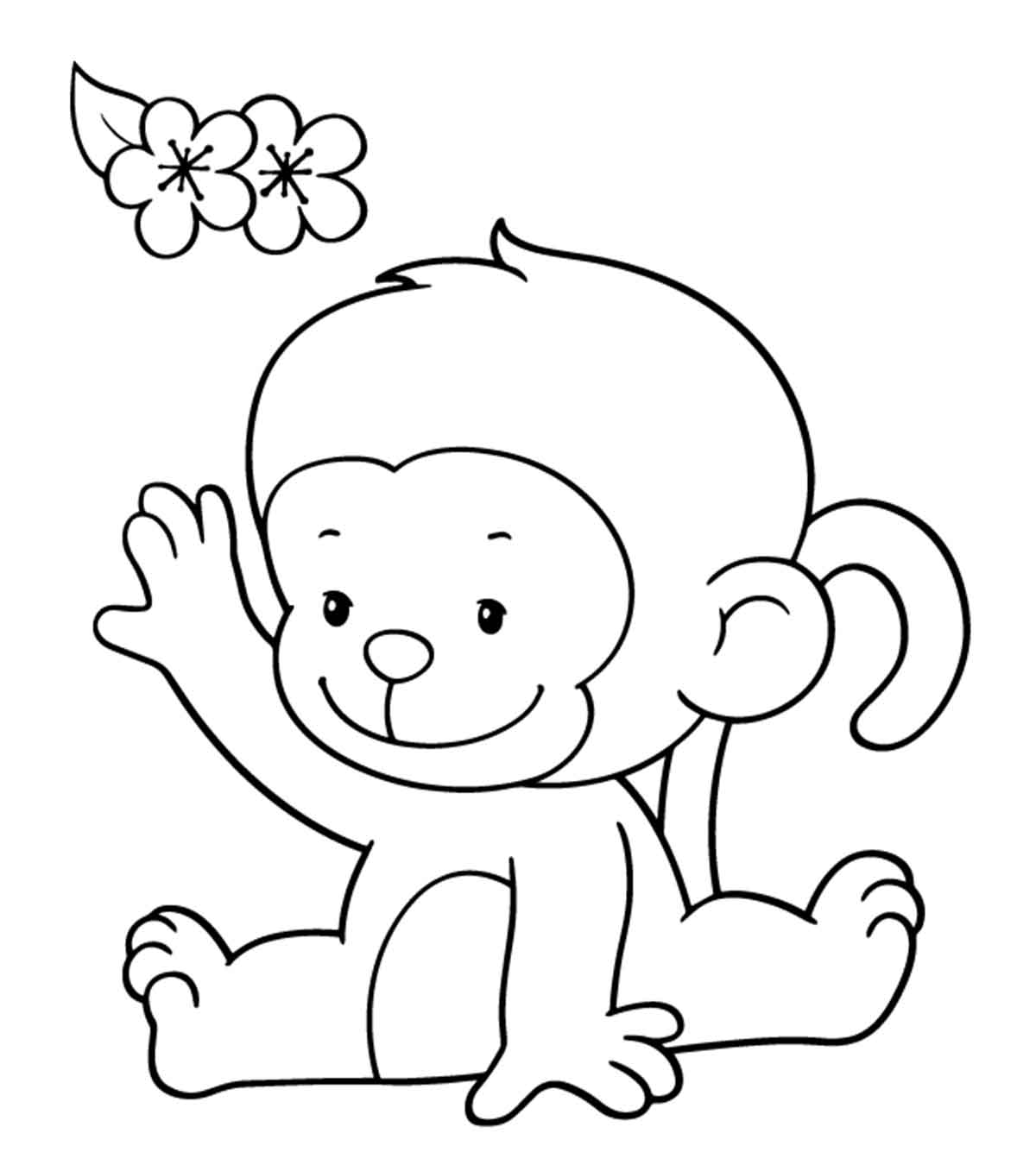 Hình tô màu con khỉ và bông hoa « in hình này