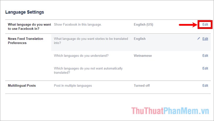 Thủ thuật đổi ngôn ngữ trên Facebook - Tinh chỉnh ngôn ngữ Facebook