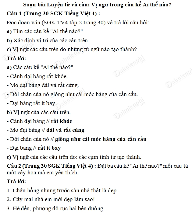 Vị Ngữ Trong Câu Kể 