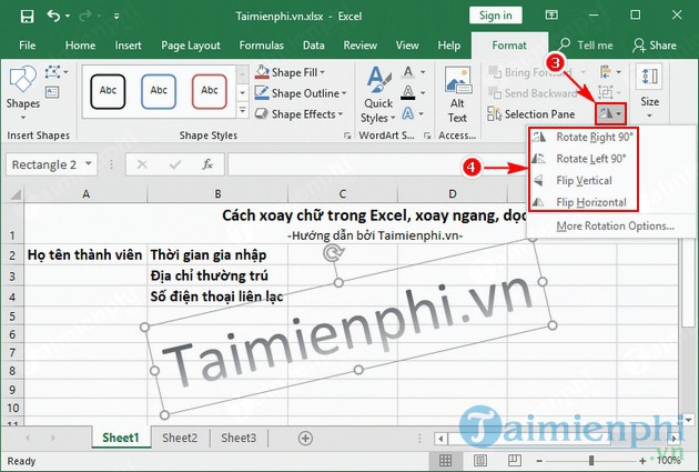 Phương pháp xoay chữ trong Excel, xoay ngang và dọc