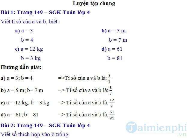 Giải Toán Lớp 4 Trang 149: Luyện Tập Chung - Hướng Dẫn Chi Tiết & Đáp Án Chính Xác