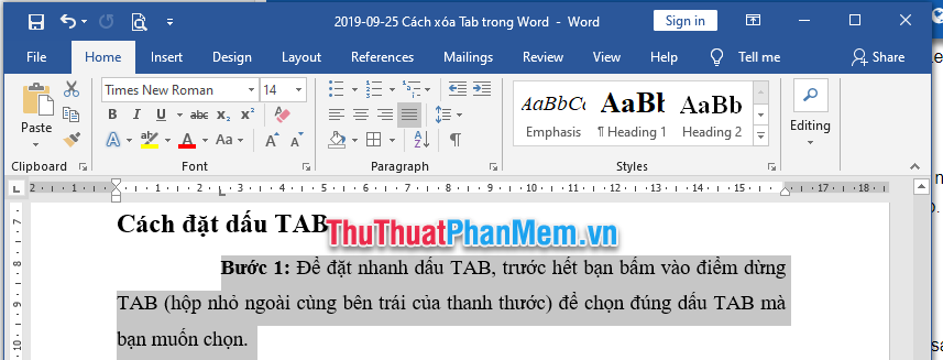 Bí quyết loại bỏ dấu Tab trong Word