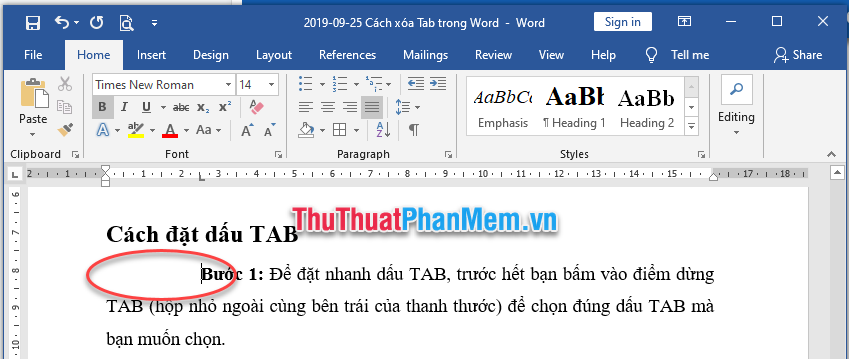 Bí quyết loại bỏ dấu Tab trong Word