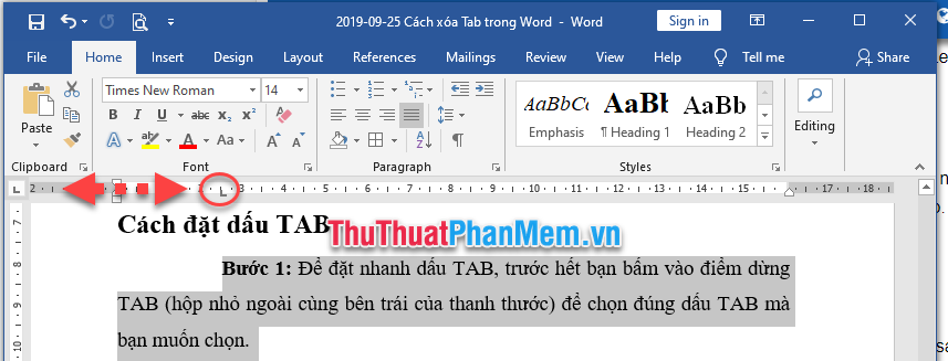 Bí quyết loại bỏ dấu Tab trong Word