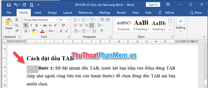 Bí quyết loại bỏ dấu Tab trong Word