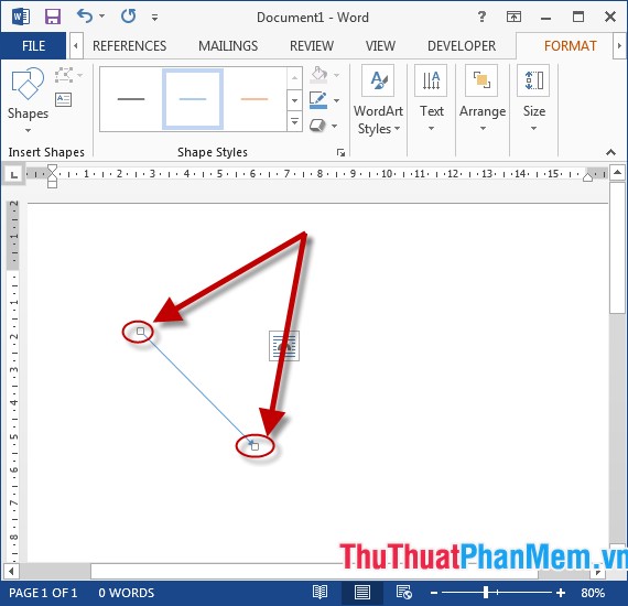 Cách vẽ mũi tên vuông góc trong Word