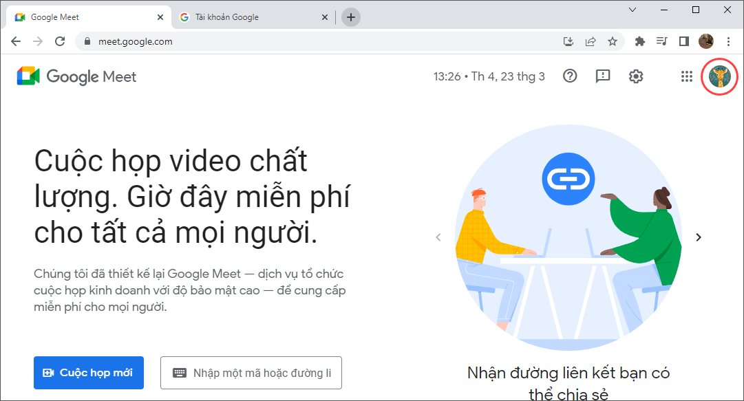 Cách đổi ảnh đại diện trên Google Meet