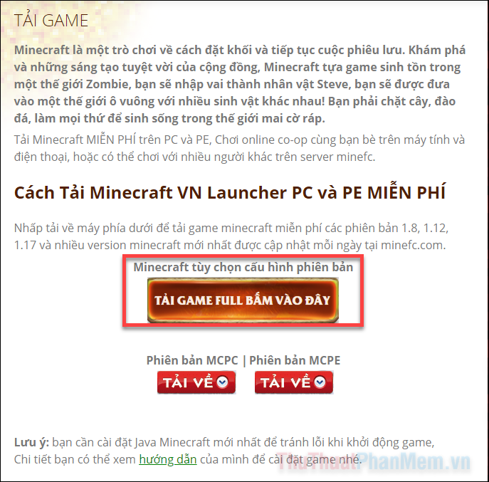 Hướng dẫn cách tải Minecraft PE miễn phí cho điện thoại