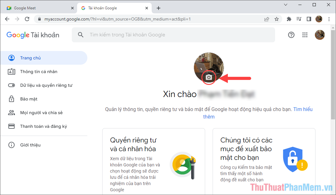 Cách đổi ảnh đại diện trên Google Meet