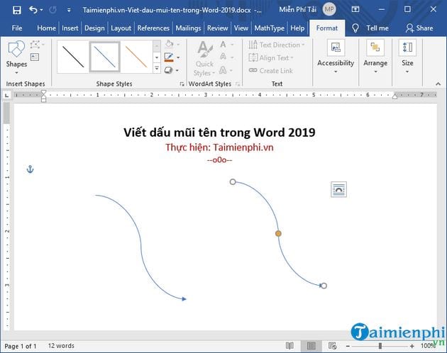 Hướng dẫn tạo dấu mũi tên trong Word 2019