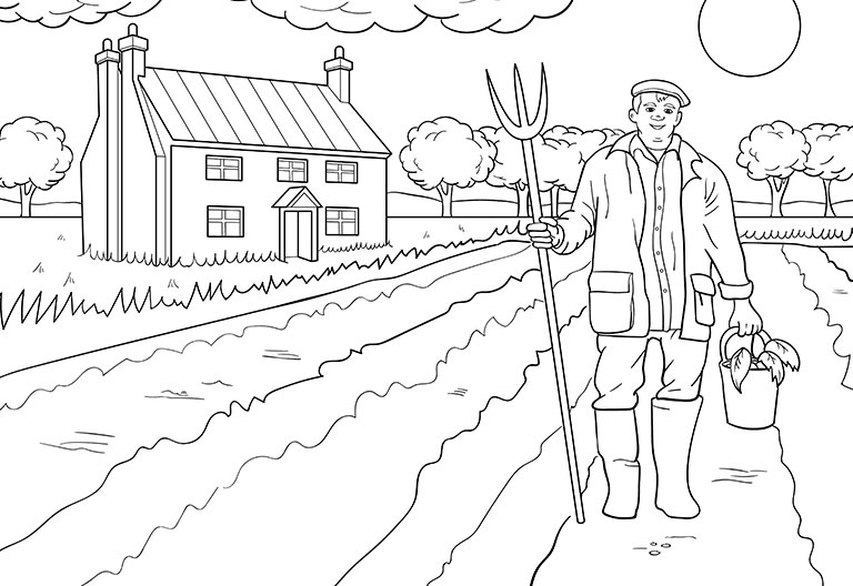 Bức tranh tô màu về cuộc sống của bác nông dân