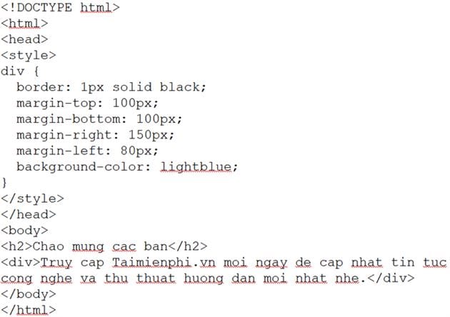 Thuộc Tính Margin trong CSS: Cấu Trúc và Ví Dụ Minh Họa