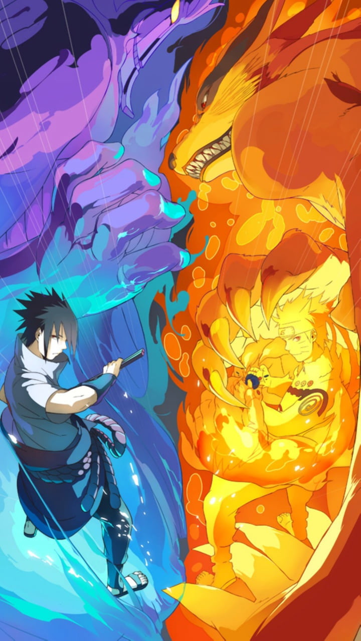 Hoạt hình hồi hộp với hình nền Naruto và Little Kurama - Hình Nền Đẹp