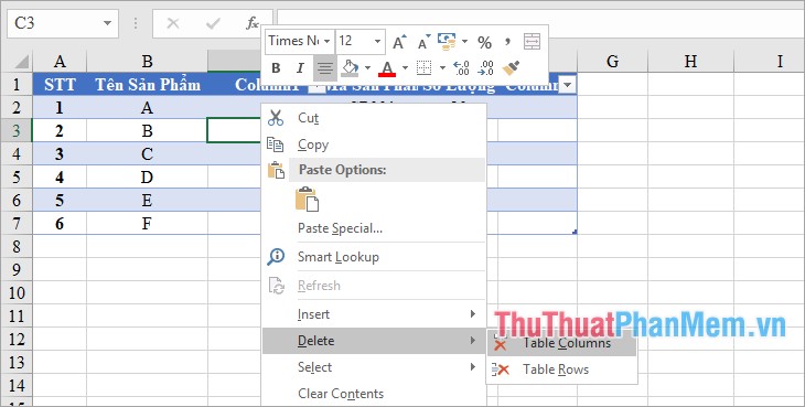 Hướng dẫn tạo và chèn bảng trong Excel 2016
