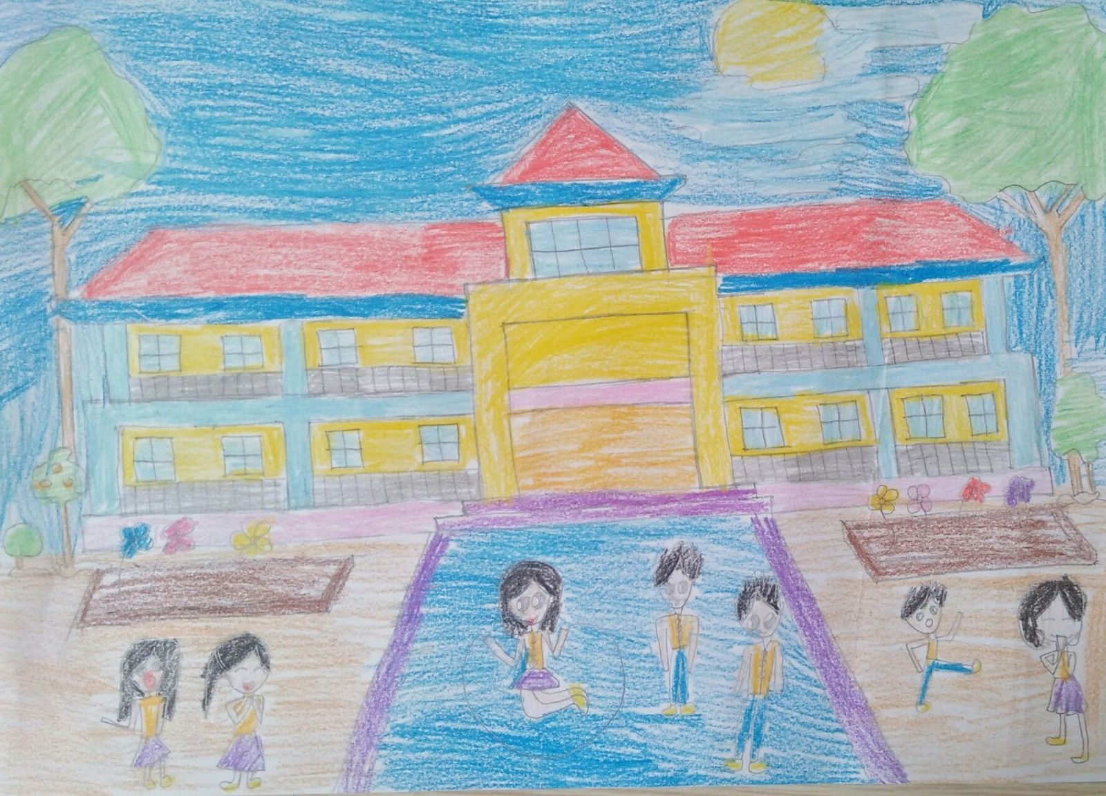 Tranh vẽ ngôi trường tuyệt vời của các em