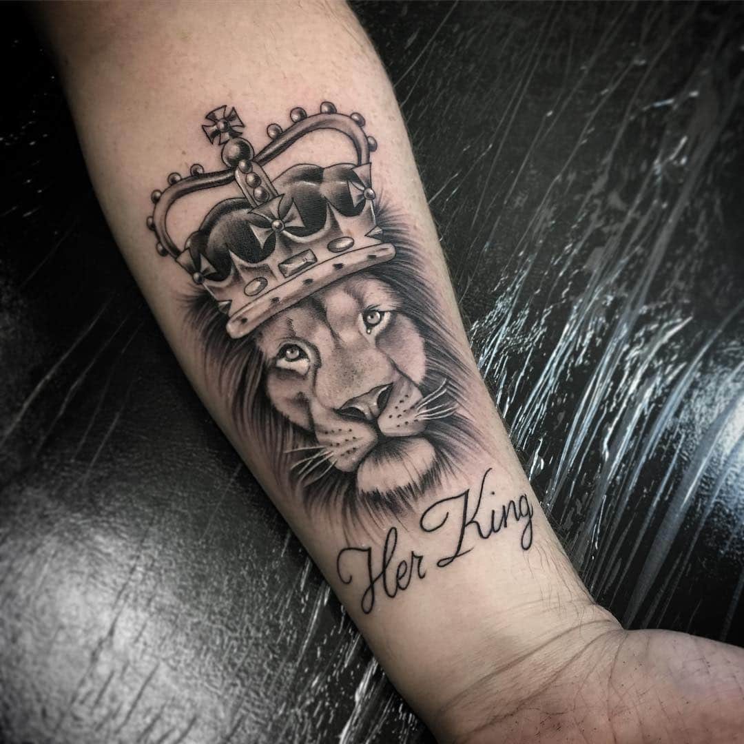 Realistic Lion & King Crown Rose Temporary Tattoo Mens Womens Press On Arm  | eBay