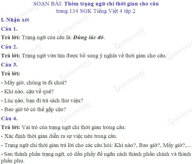 Luyện từ và câu lớp 4 trang 134 - Hướng dẫn chi tiết và bài tập thực hành