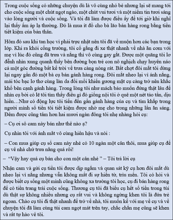 Kể Lại Một Lần Em Làm Việc Tốt - Những Hành Động Nhỏ Mang Ý Nghĩa Lớn