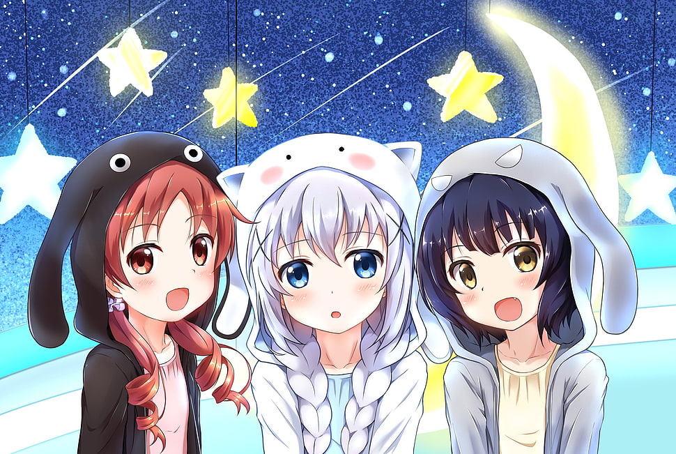 3 girls, girls, anime, HD wallpaper | Peakpx