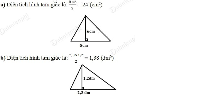 Hướng dẫn giải bài tập tự luận về diện tích hình tam giác