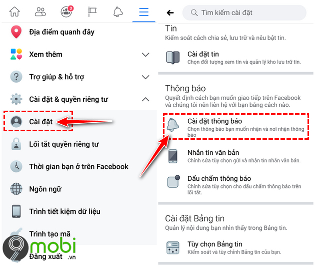 Quản lý thông báo và âm thanh ứng dụng Facebook