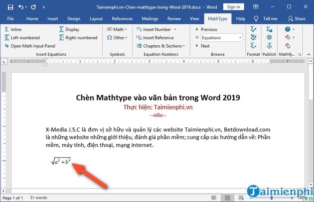 Guide to Embedding Mathtype into Word 2019