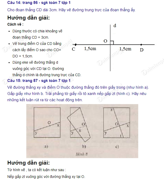 Thông tin về hai đường thẳng vuông góc lớp 7