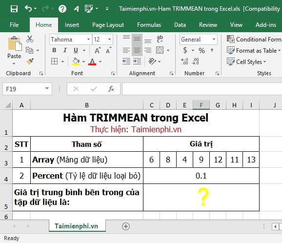 TRIMMEAN Function in Excel